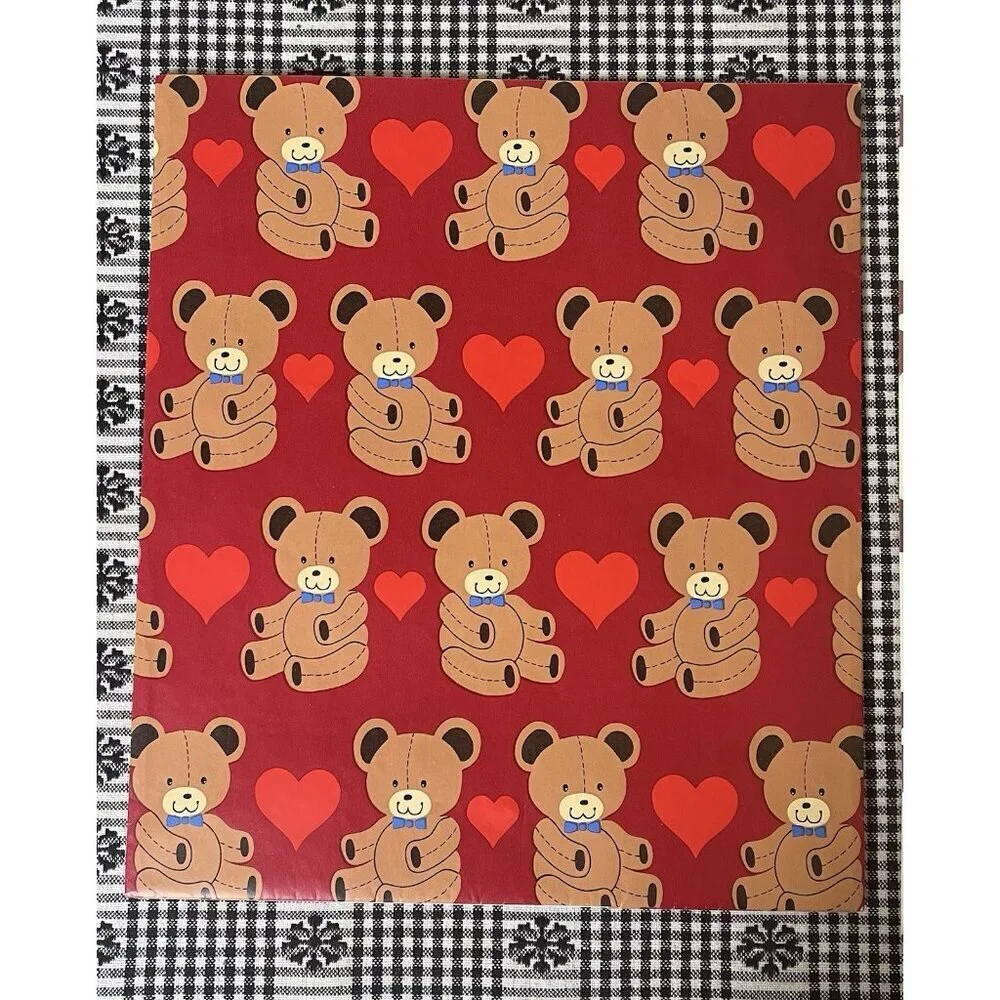 Small Lot of Vintage Teddy Bear Gift Wrap Sheets Bags  Scrapbooking Junk Craft